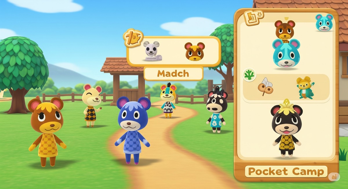 どうぶつの森ポケットキャンプで動物と触れ合っている画面の写真。